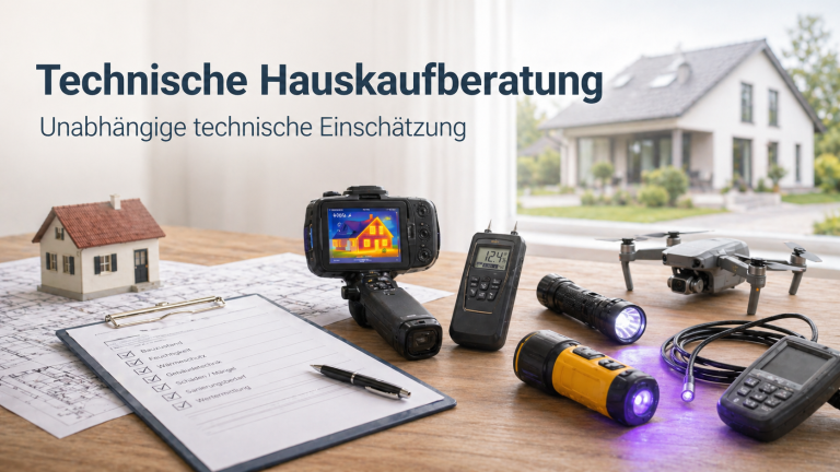 Technische Hauskaufberatung Übersicht eines Wohngebäudes zur technischen Einschätzung im Rahmen einer Hauskaufberatung